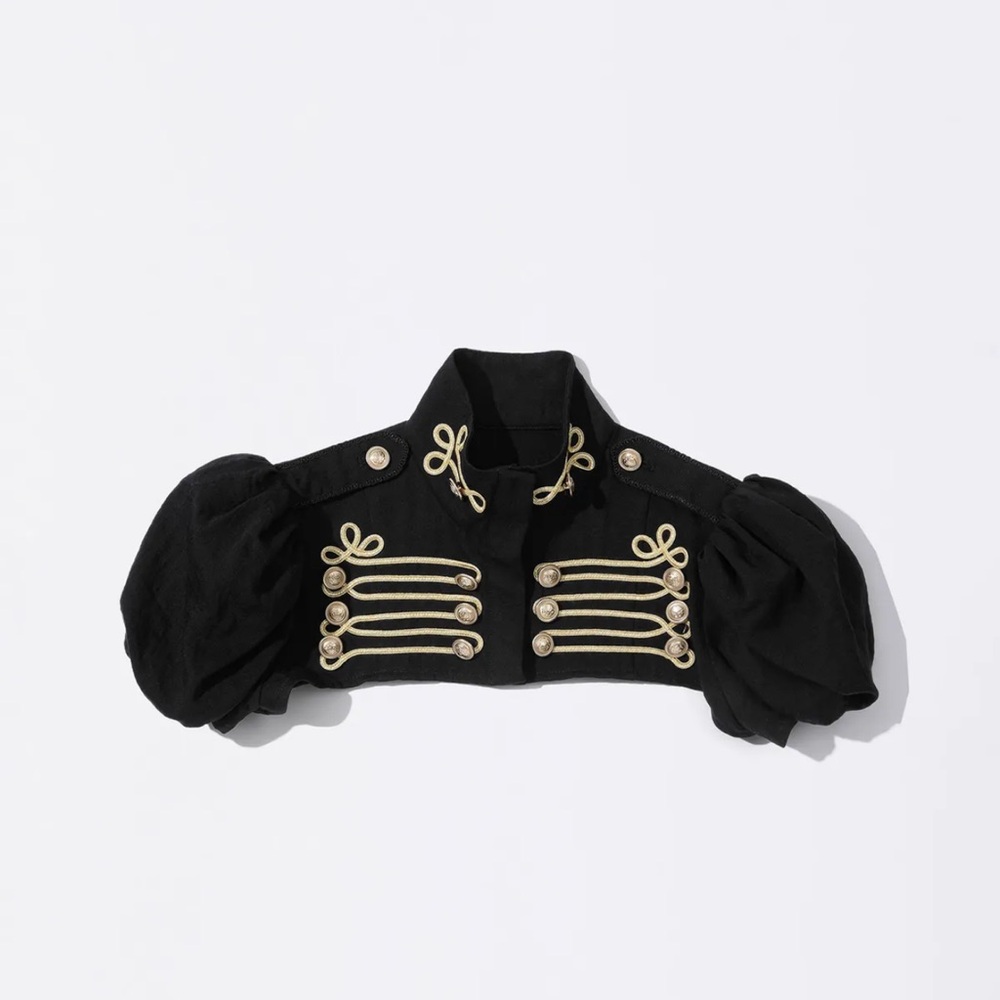 Rare Korean Black Military-Style Cropped Jacket Bolero